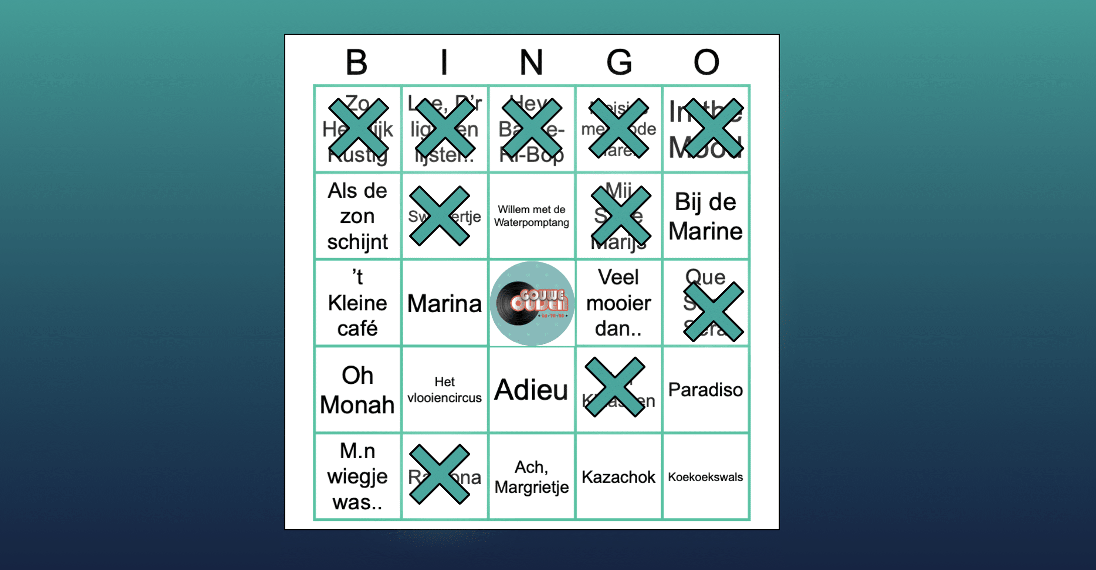 een van onze Bingo formulieren Gouweouden
